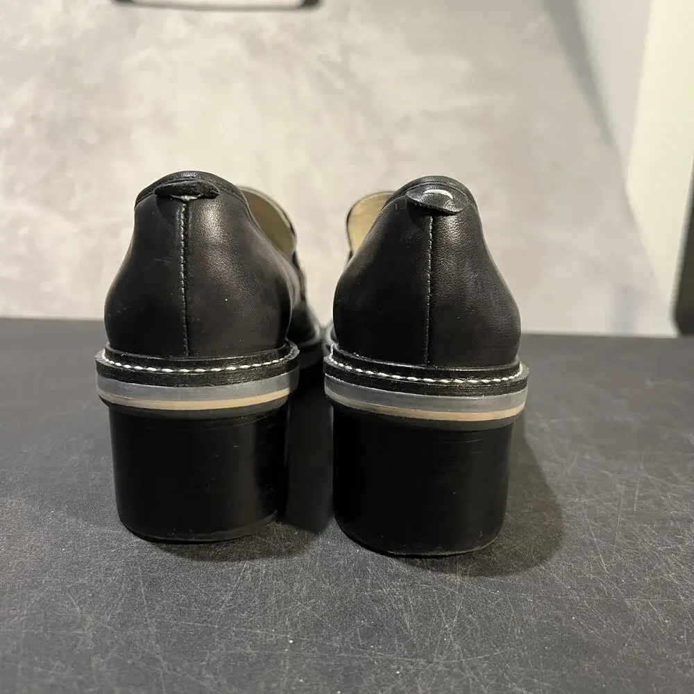 Bernardo Selma Shoes Womens 8.5 Black Leather Lug Sole Block Heel Loafers Penny - Picture 7 of 12